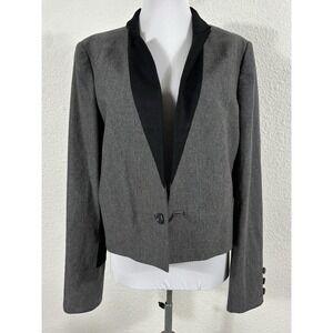 See by Chloe Blazer Womens 12 Gray Tuxedo Shawl Collar Wool Blend Made in Italy